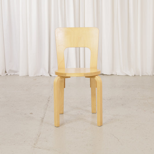 Alvar Aalto Chair 66 for Artek in patinated birch, chair view