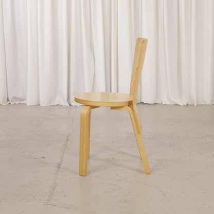 Alvar Aalto Chair 66 for Artek in patinated birch, chair view