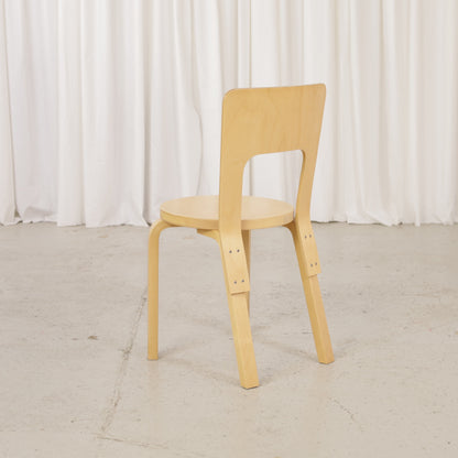 Alvar Aalto Chair 66 for Artek in patinated birch, chair view
