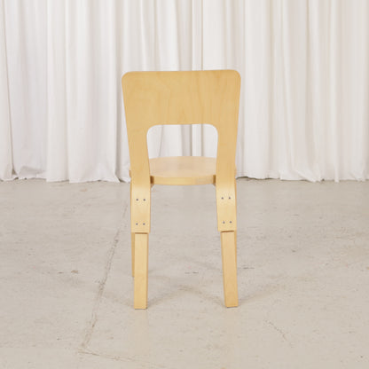 Alvar Aalto Chair 66 for Artek in patinated birch, chair view