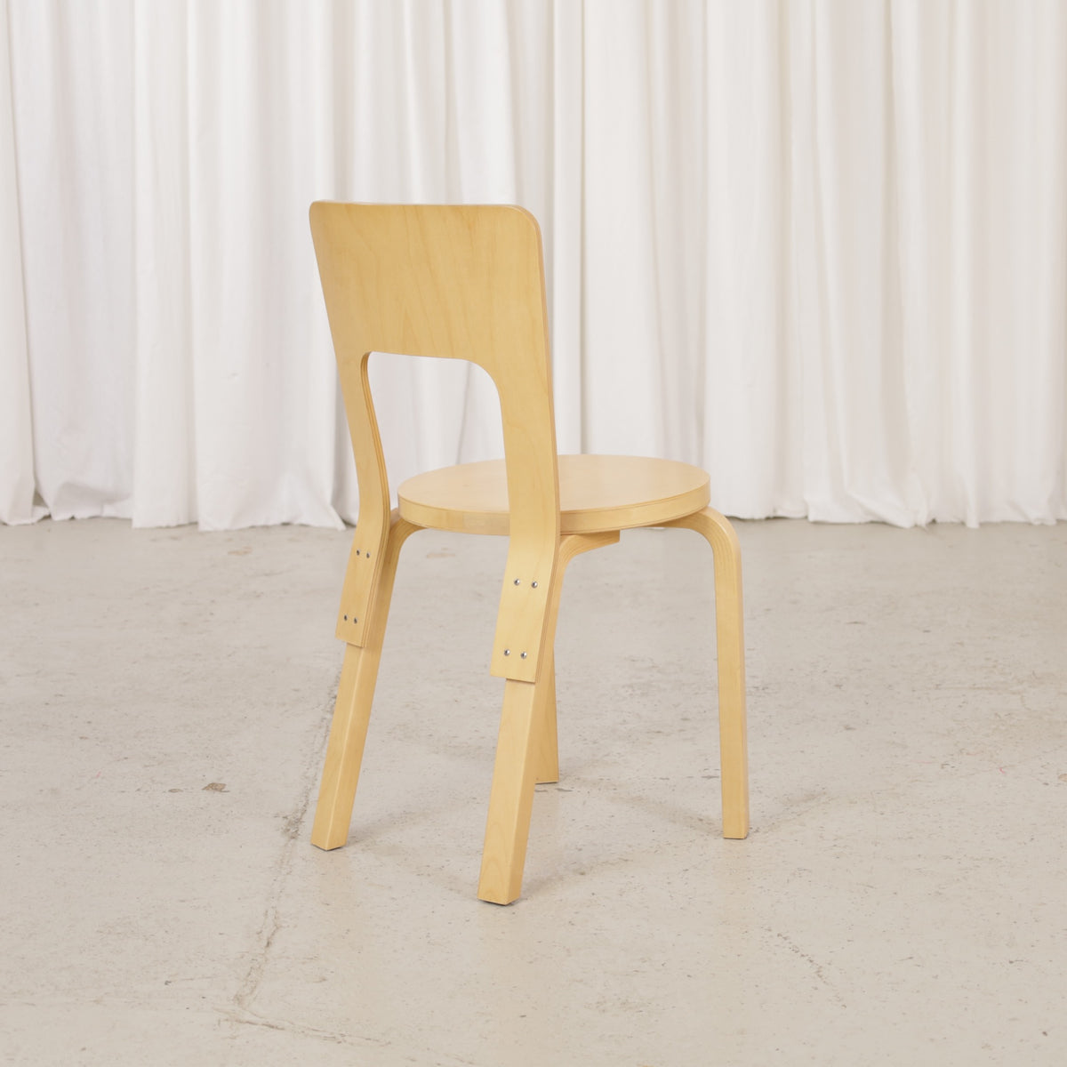Alvar Aalto Chair 66 for Artek in patinated birch, chair view