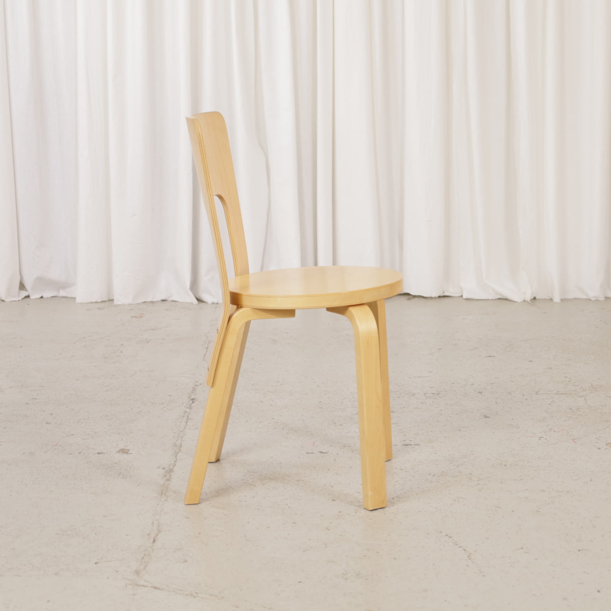 Alvar Aalto Chair 66 for Artek in patinated birch, chair view