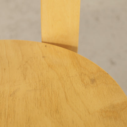 Alvar Aalto Chair 66 for Artek in patinated birch, seat scratches and dark surface marks