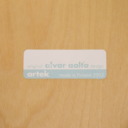 Alvar Aalto Chair 66 for Artek in patinated birch, Artek made in Finland 2002 label