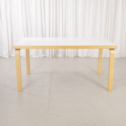 Alvar Aalto 82A table for Artek with white top and birch legs — full table view