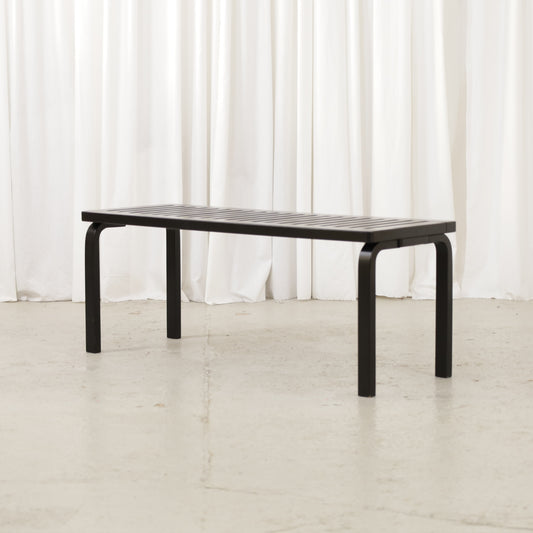 Artek Bench 153A by Alvar Aalto, black, black Artek Bench 153A, angled view