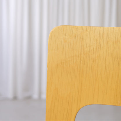 Close-up of patina and wear on the birch backrest