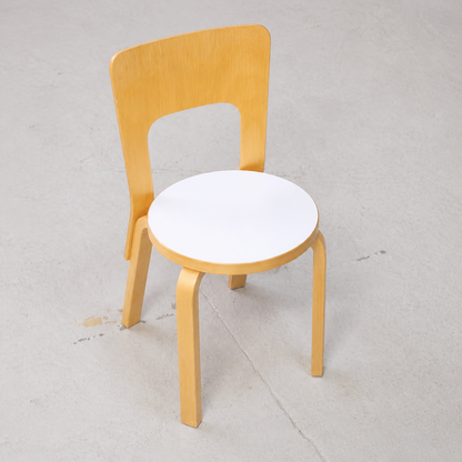 Top view of Artek Chair 66 showing the white laminate seat