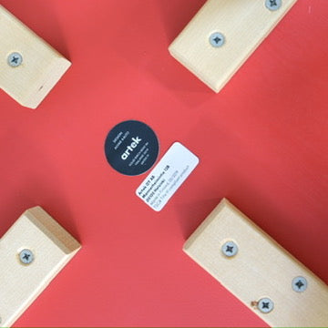 Artek E60 stool manufacturer label and underside