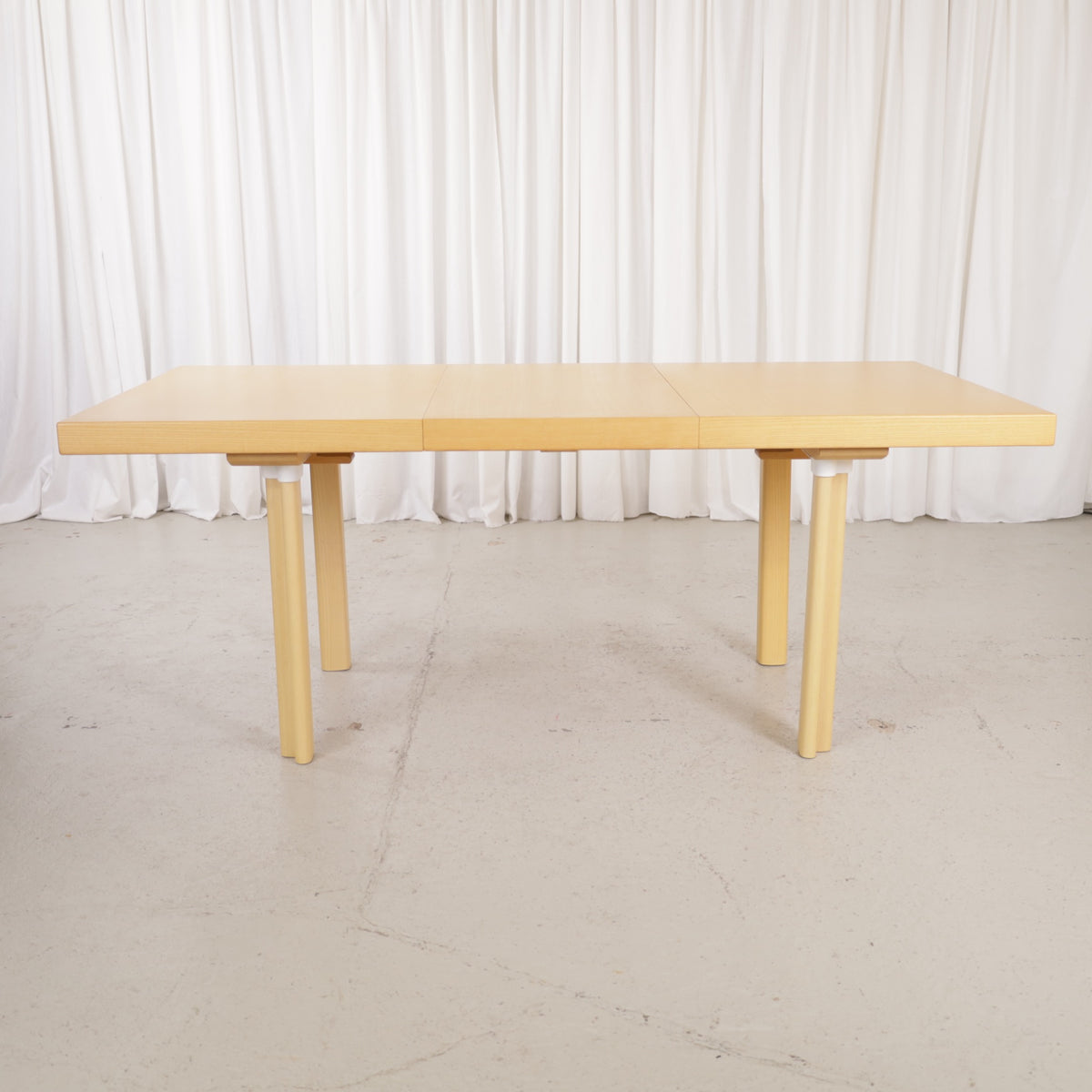 Artek H92 extendable ash dining table by Alvar Aalto, extended table view