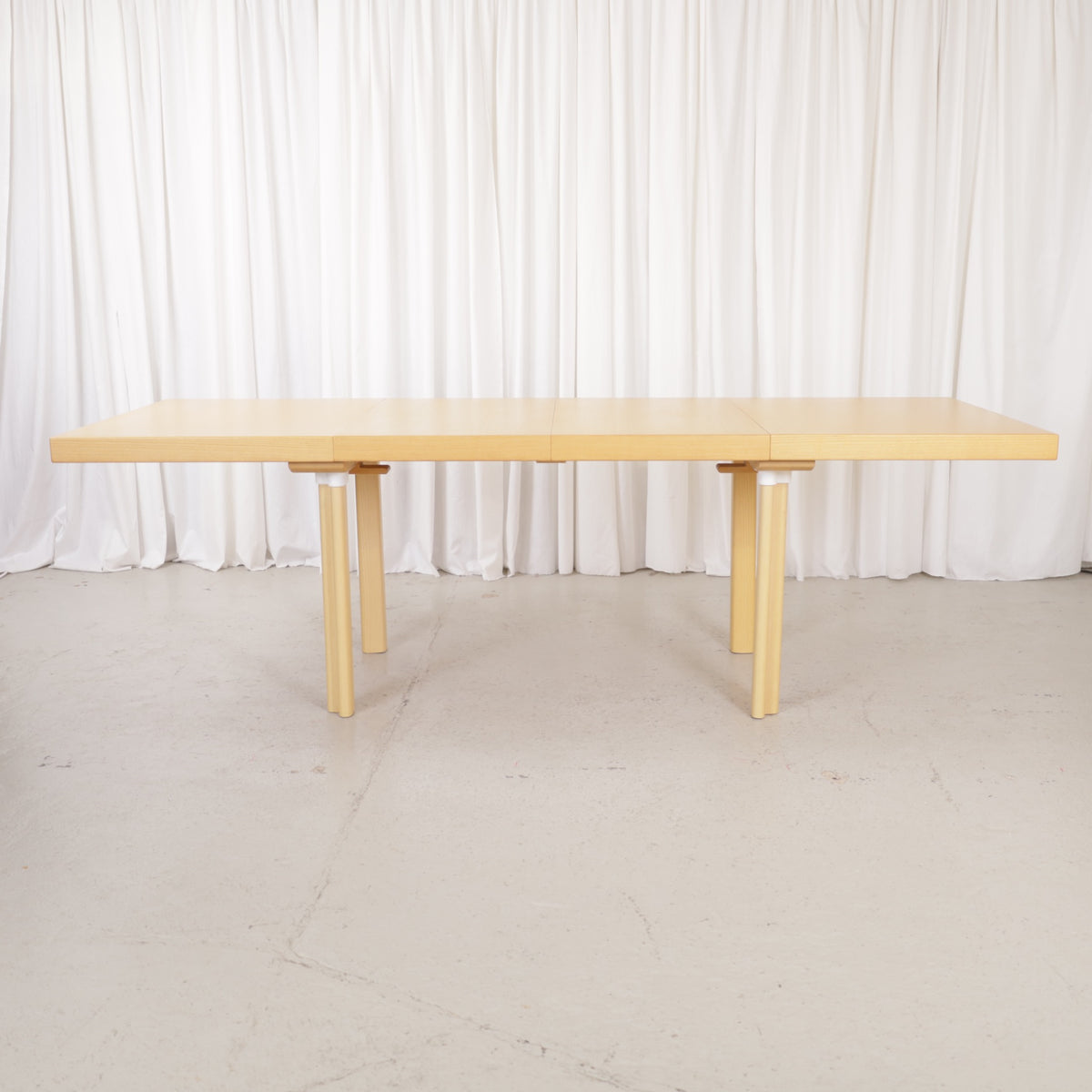 Artek H92 extendable ash dining table by Alvar Aalto, extended table view