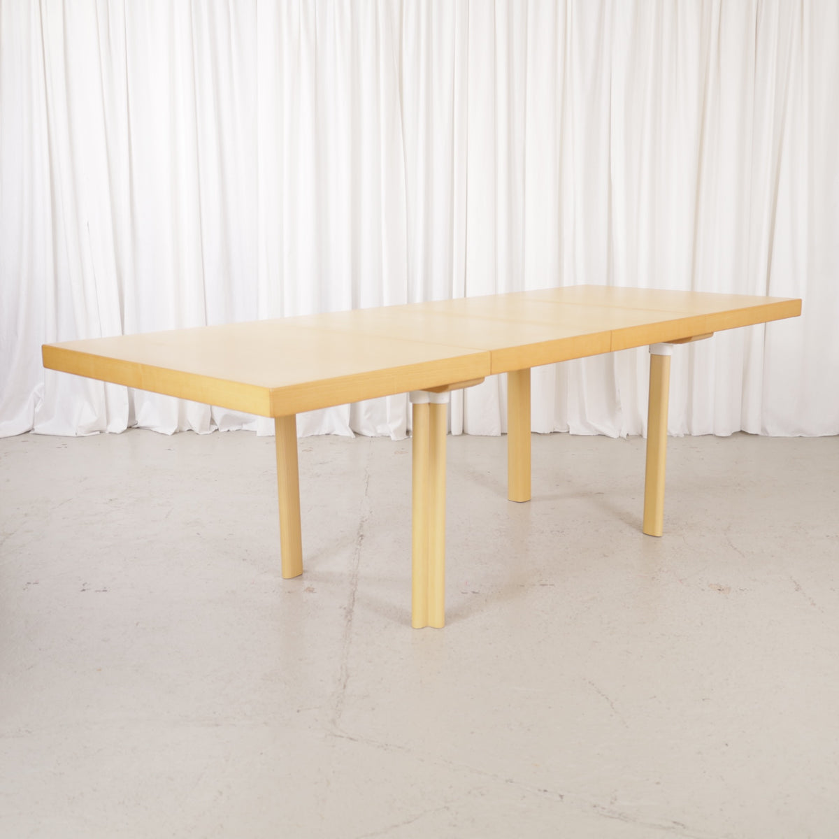 Artek H92 extendable ash dining table by Alvar Aalto, extended table view