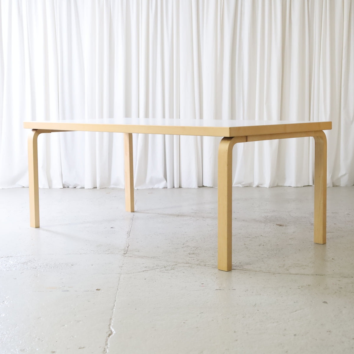 Artek Table 83 in White Laminate by Alvar Aalto, overall product view