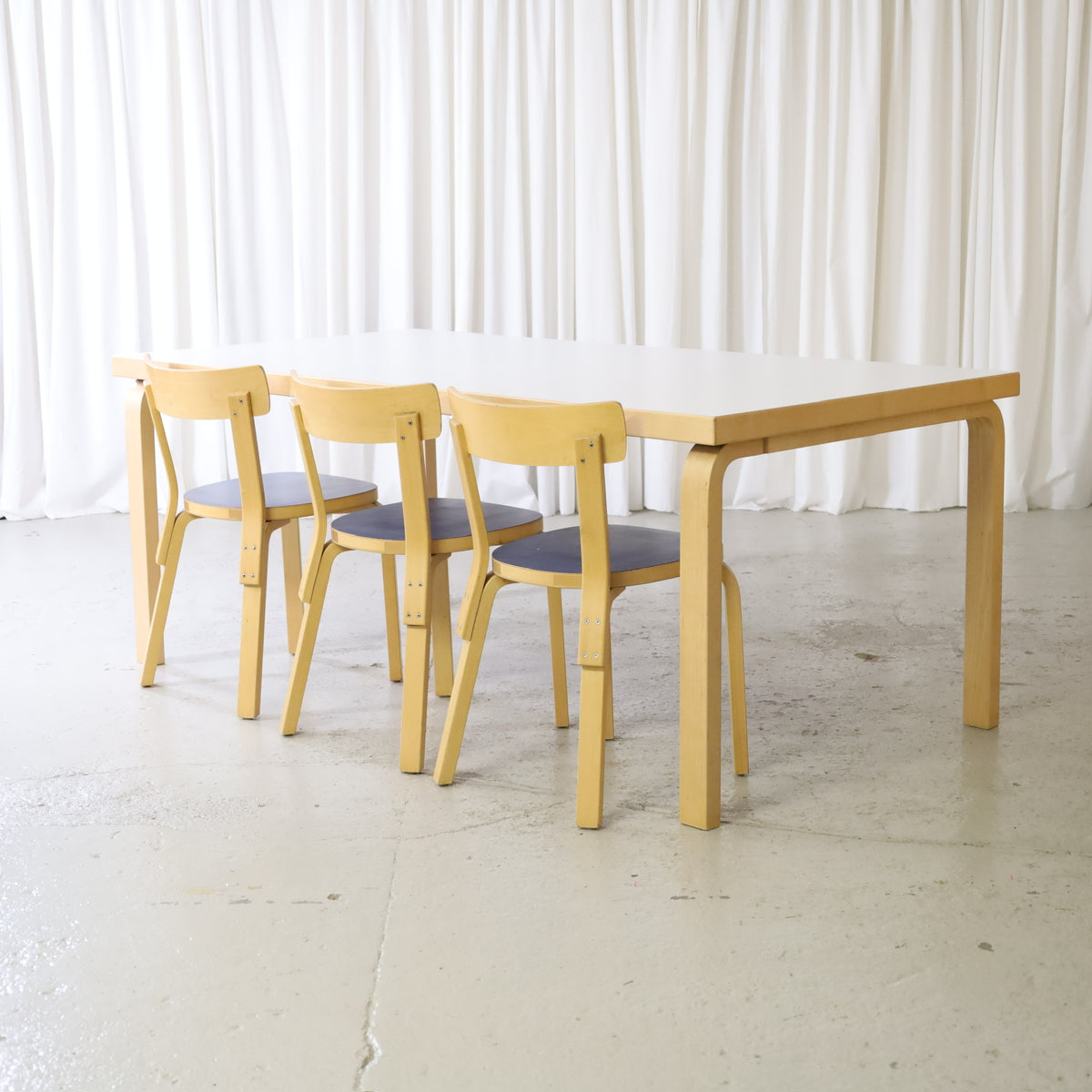 Artek Table 83 in White Laminate by Alvar Aalto, overall product view