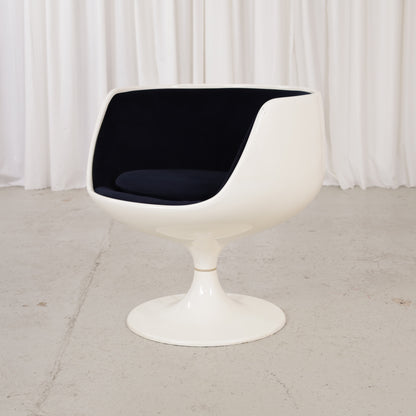 Eero Aarnio Cognac chair for Asko with new black velvet upholstery, chair and upholstery detail