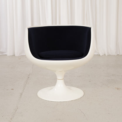 Eero Aarnio Cognac chair for Asko with new black velvet upholstery, chair and upholstery detail