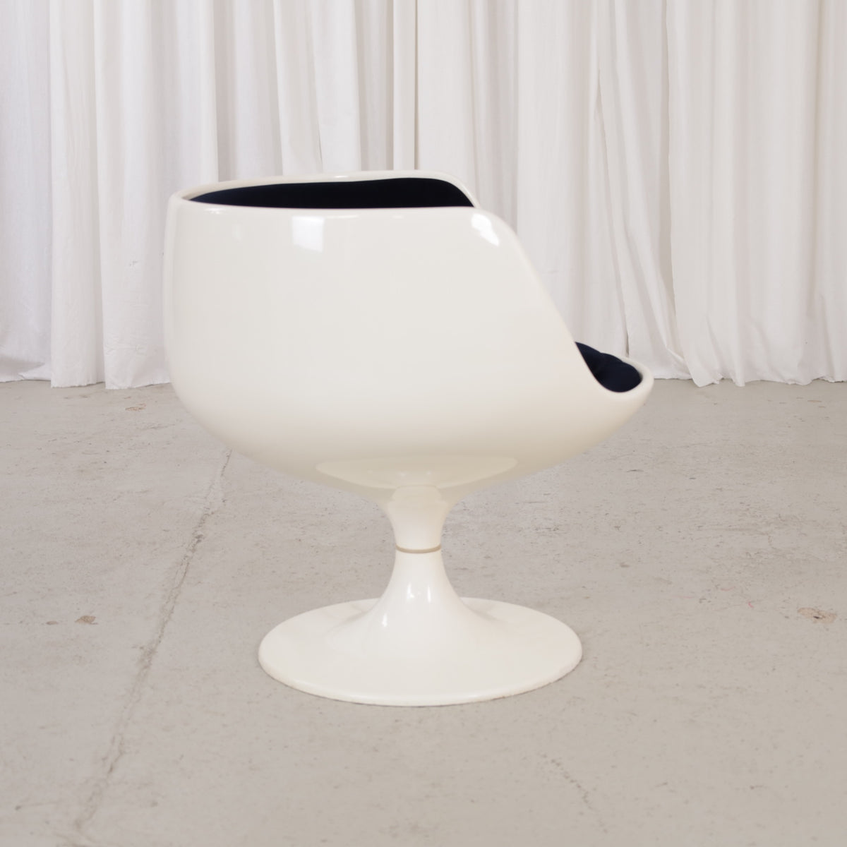 Eero Aarnio Cognac chair for Asko with new black velvet upholstery, chair and upholstery detail
