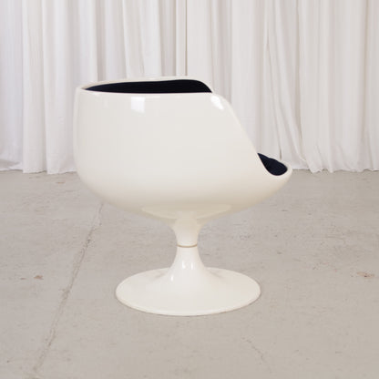Eero Aarnio Cognac chair for Asko with new black velvet upholstery, chair and upholstery detail