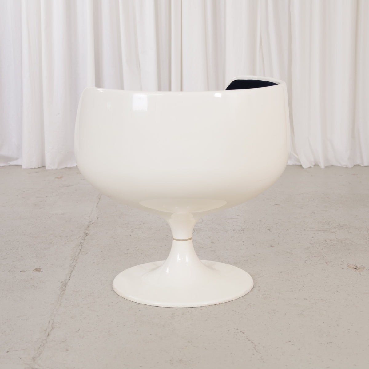 Eero Aarnio Cognac chair for Asko with new black velvet upholstery, chair and upholstery detail