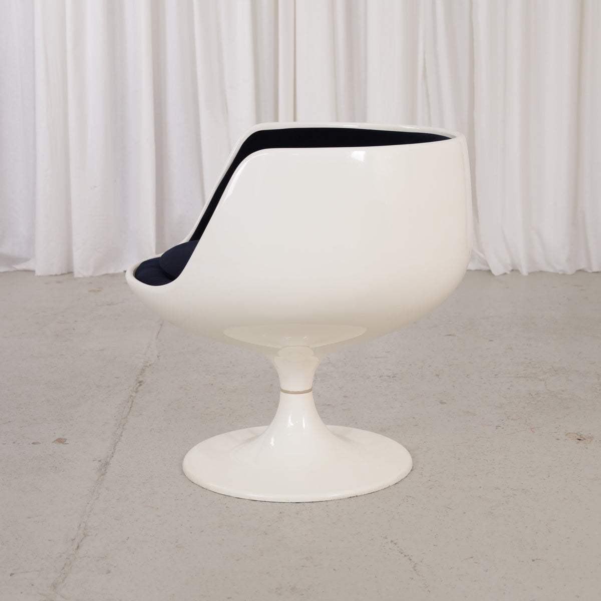 Eero Aarnio Cognac chair for Asko with new black velvet upholstery, chair and upholstery detail