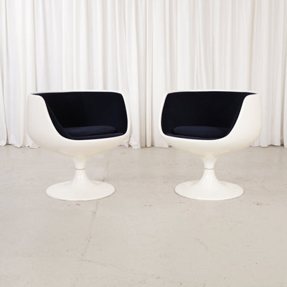 Eero Aarnio Cognac chair for Asko with new black velvet upholstery, two chairs shown, sold individually