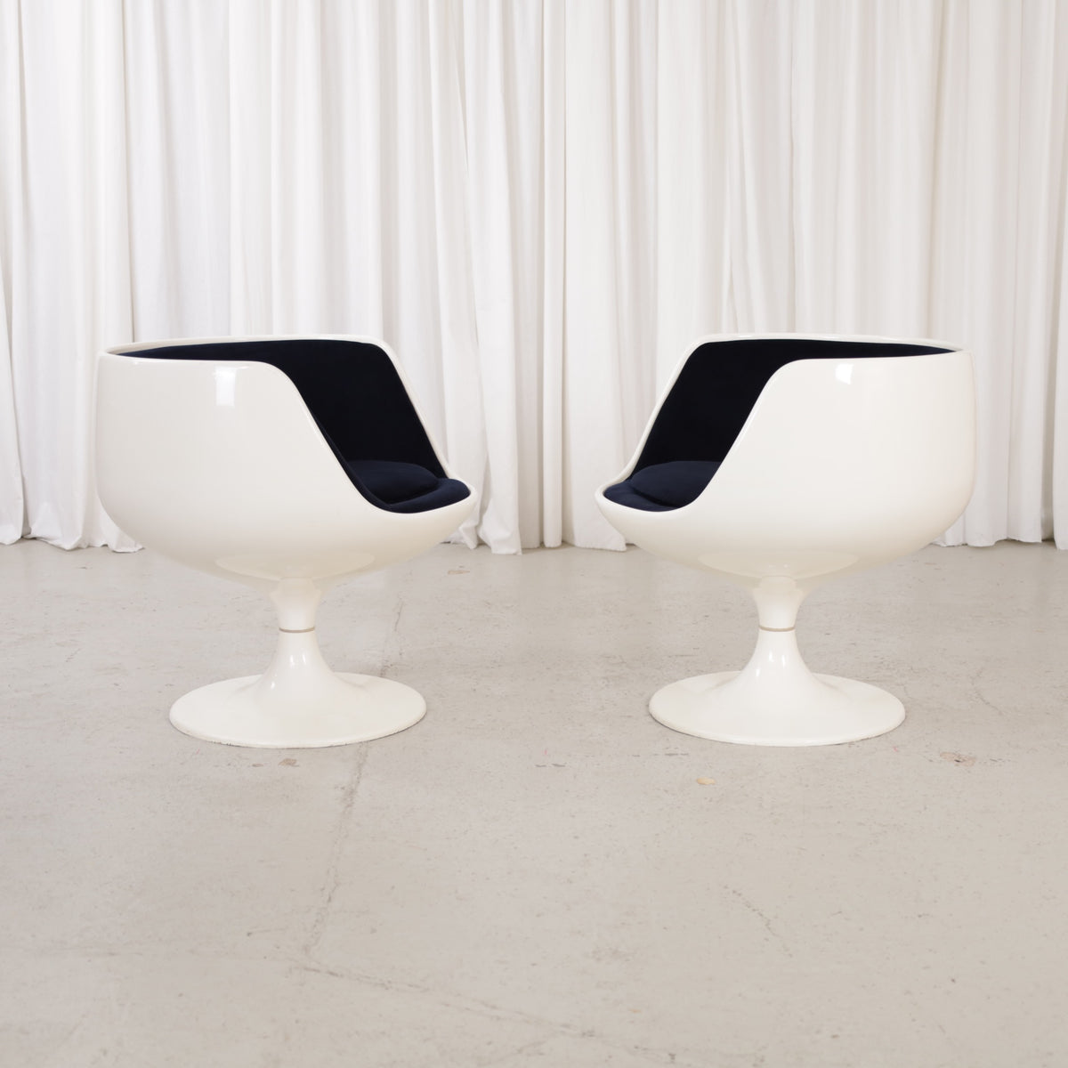 Eero Aarnio Cognac chair for Asko with new black velvet upholstery, two chairs shown, sold individually