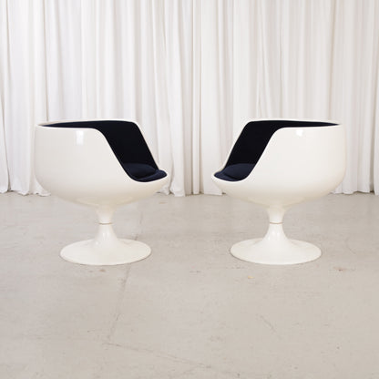 Eero Aarnio Cognac chair for Asko with new black velvet upholstery, two chairs shown, sold individually