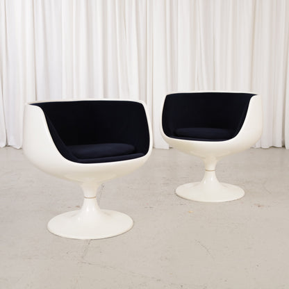 Eero Aarnio Cognac chair for Asko with new black velvet upholstery, two chairs shown, sold individually