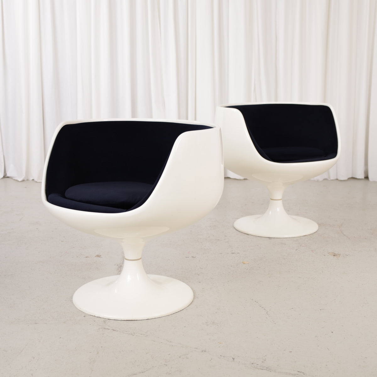 Eero Aarnio Cognac chair for Asko with new black velvet upholstery, two chairs shown, sold individually