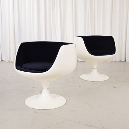 Eero Aarnio Cognac chair for Asko with new black velvet upholstery, two chairs shown, sold individually