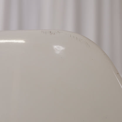 Eero Aarnio Cognac chair for Asko with new black velvet upholstery, wear and chips on the white shell or base