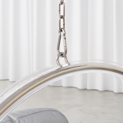 Suspension chain and steel ring detail of Eero Aarnio Bubble Chair