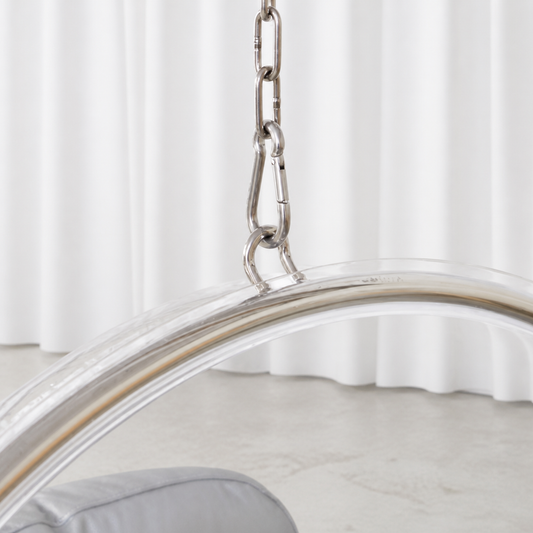 Suspension chain and steel ring detail of Eero Aarnio Bubble Chair
