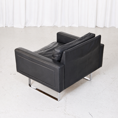 Jussi Peippo Hidalgo Armchair for Asko in Black Leather