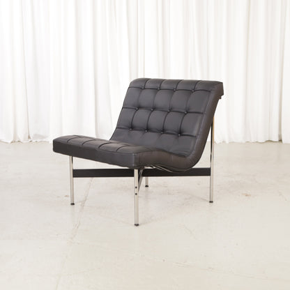 ICF New York lounge chair in black leather, chair view
