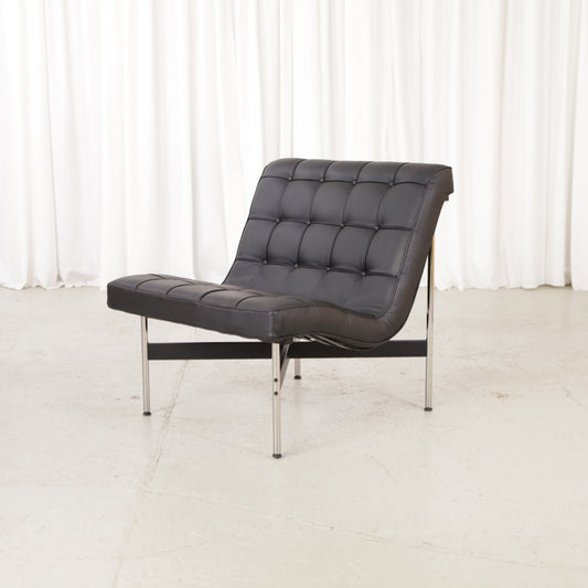 ICF New York lounge chair in black leather, chair view