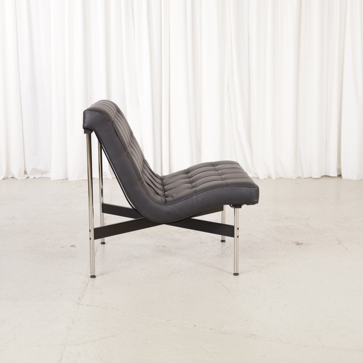 ICF New York lounge chair in black leather, chair view
