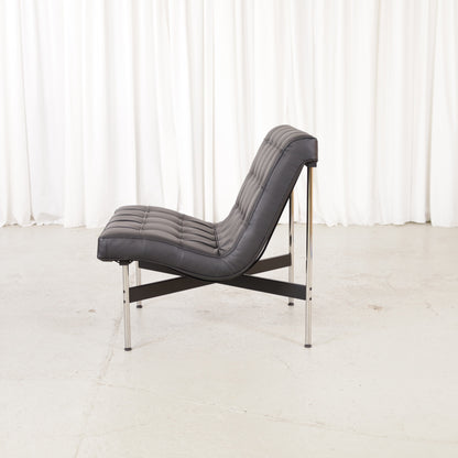 ICF New York lounge chair in black leather, chair view