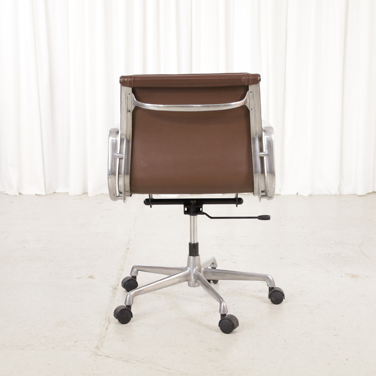Rear view of the brown leather Soft Pad chair