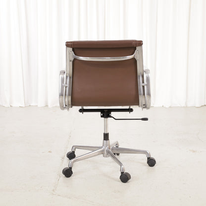 Rear view of the brown leather Soft Pad chair