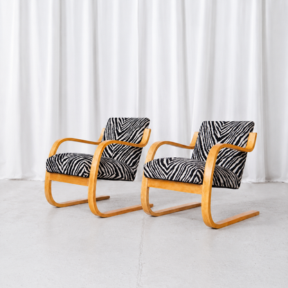Artek 402 Armchair with Zebra Upholstery by Alvar Aalto
