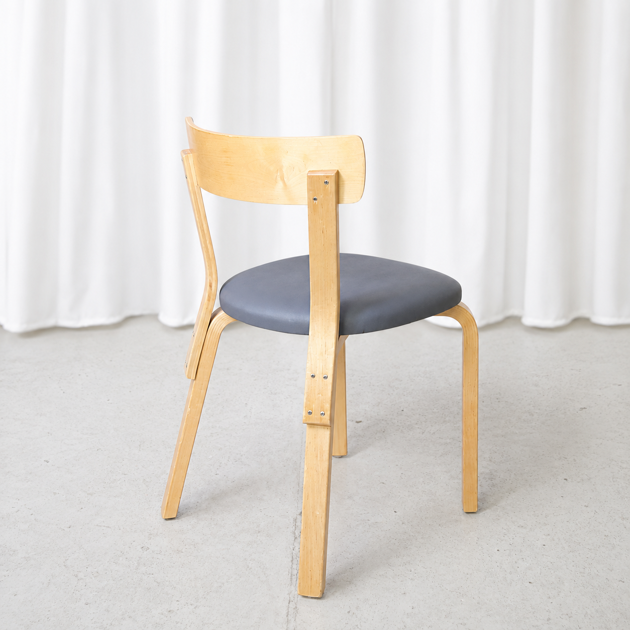 Artek Chair 69 with Grey Upholstery by Alvar Aalto
