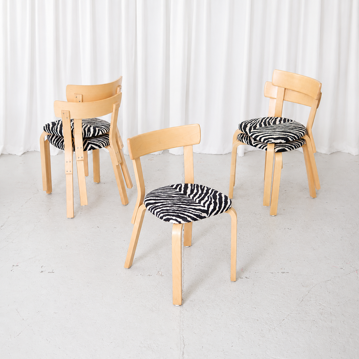 Alvar Aalto Chair 69 with Zebra Upholstery for Artek