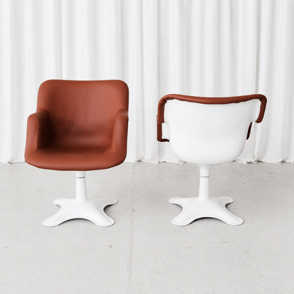 Yrjö Kukkapuro Junior Swivel Chairs in Brown Leather
