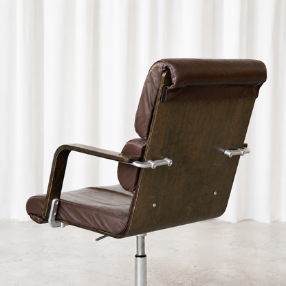Yrjö Kukkapuro Plaano Office Chair in Brown Leather