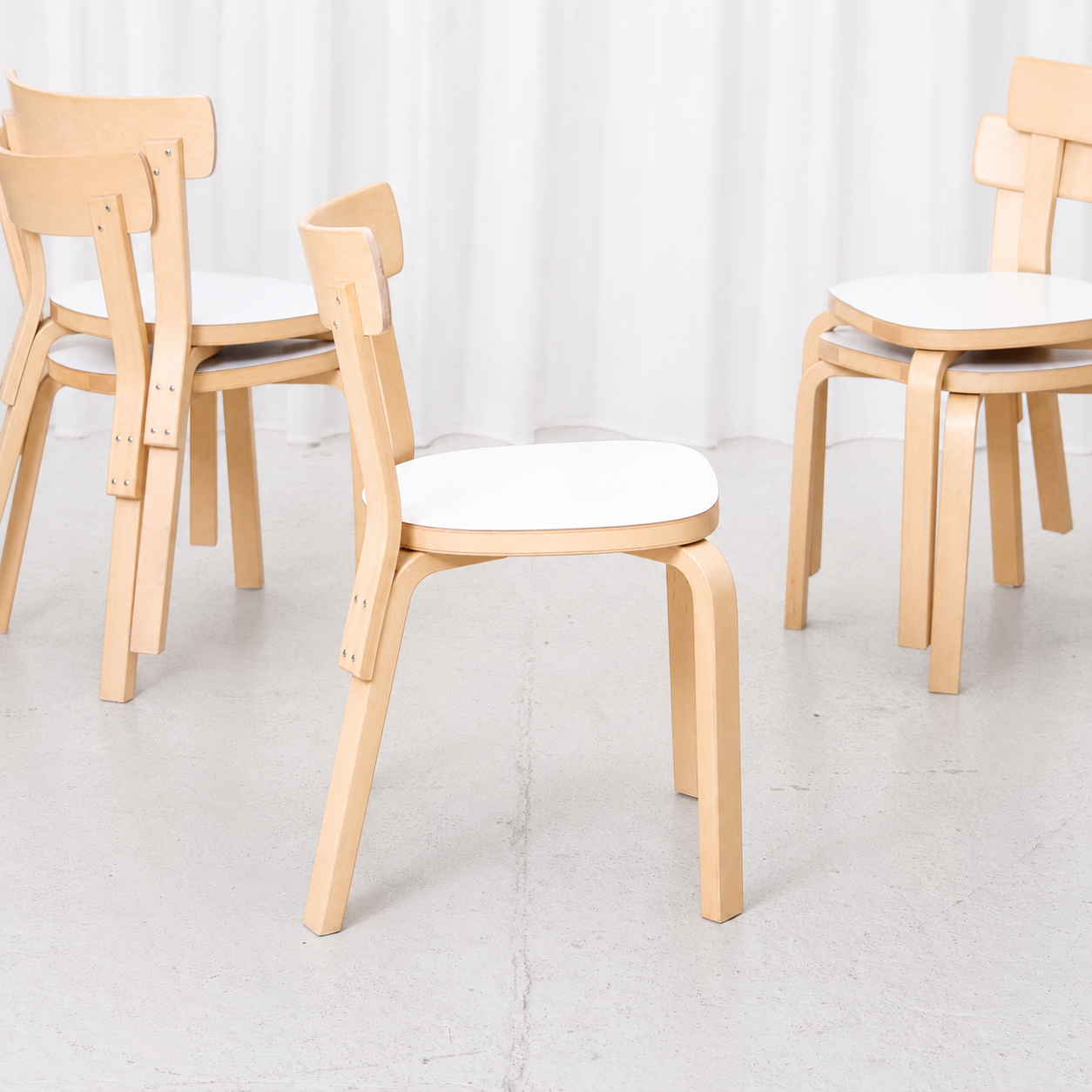 Artek Chair 69 White Laminate by Alvar Aalto