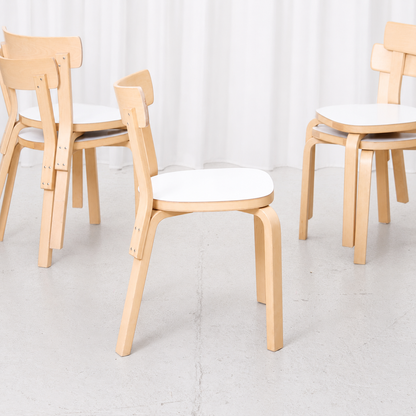 Artek Chair 69 White Laminate by Alvar Aalto