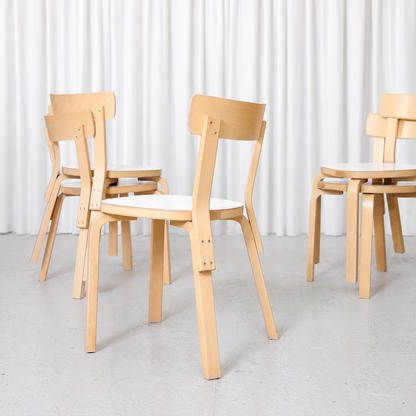 Artek Chair 69 White Laminate by Alvar Aalto