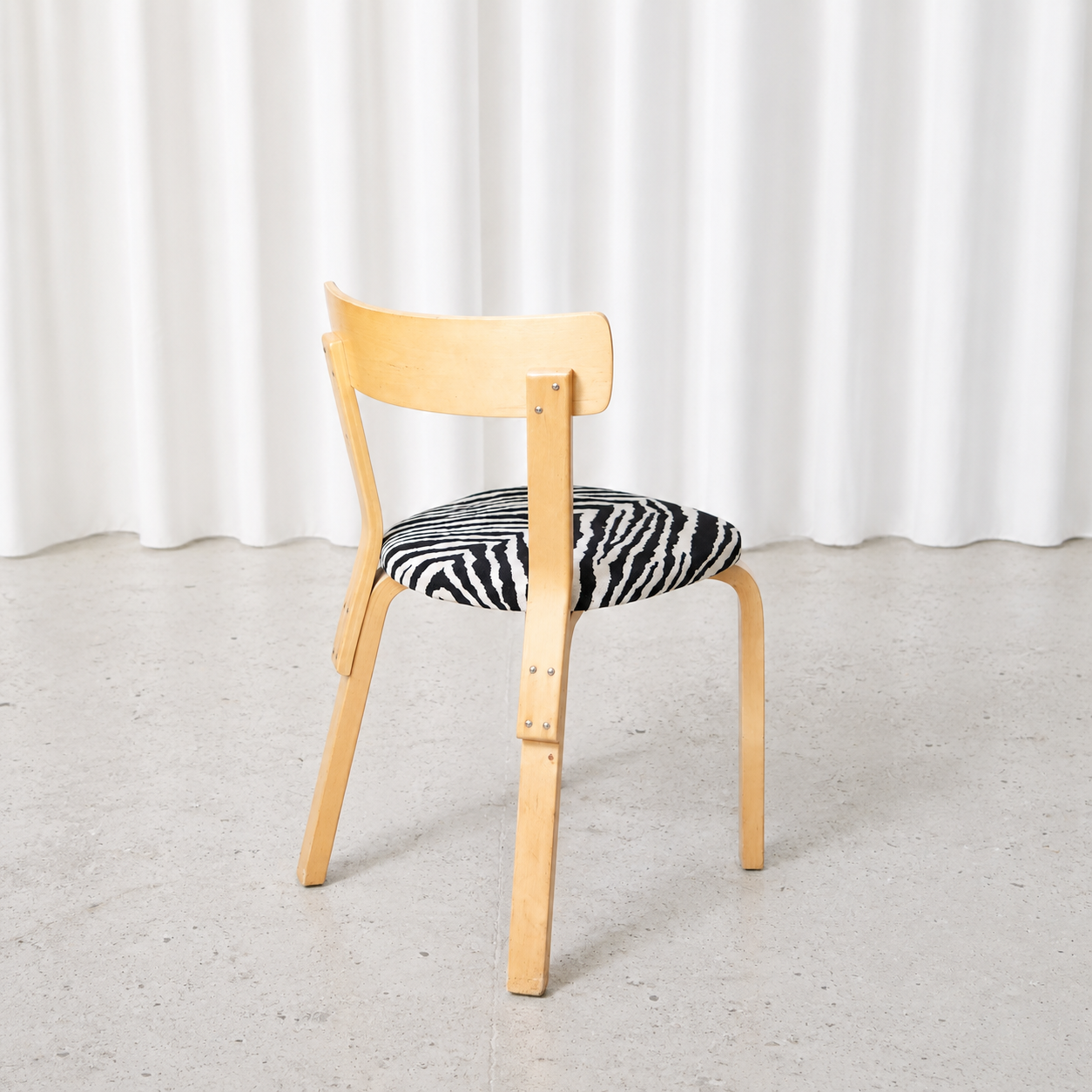 Artek Chair 69 with Zebra Upholstery by Alvar Aalto