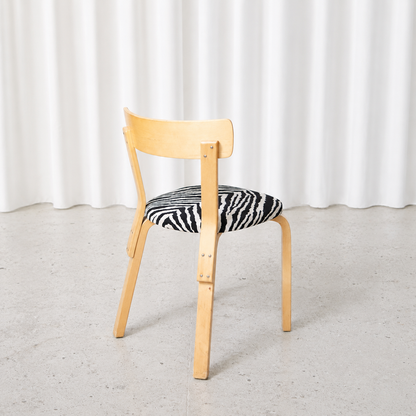 Artek Chair 69 with Zebra Upholstery by Alvar Aalto